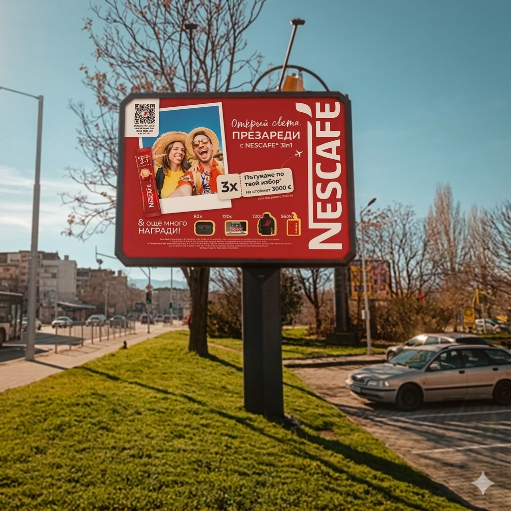 Билборд Nescafé на градска артерия